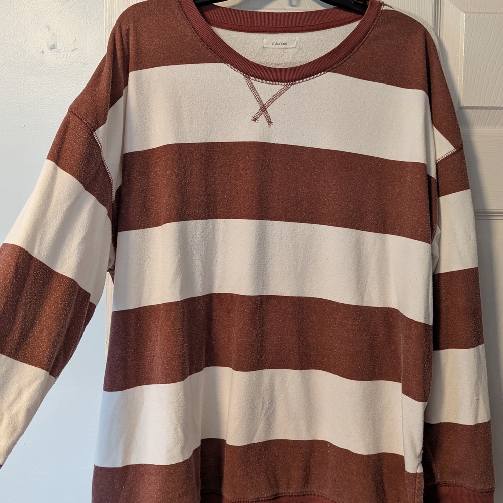 Brown and White Striped Sweater